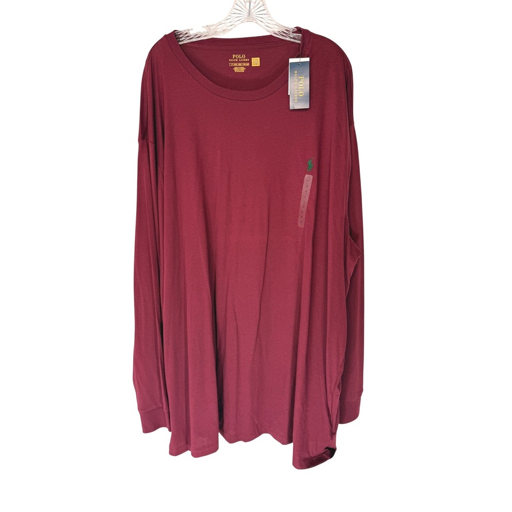 Ralph Lauren Long Sleeve T-Shirt Men's Burgundy Classic Crewneck Large Tall